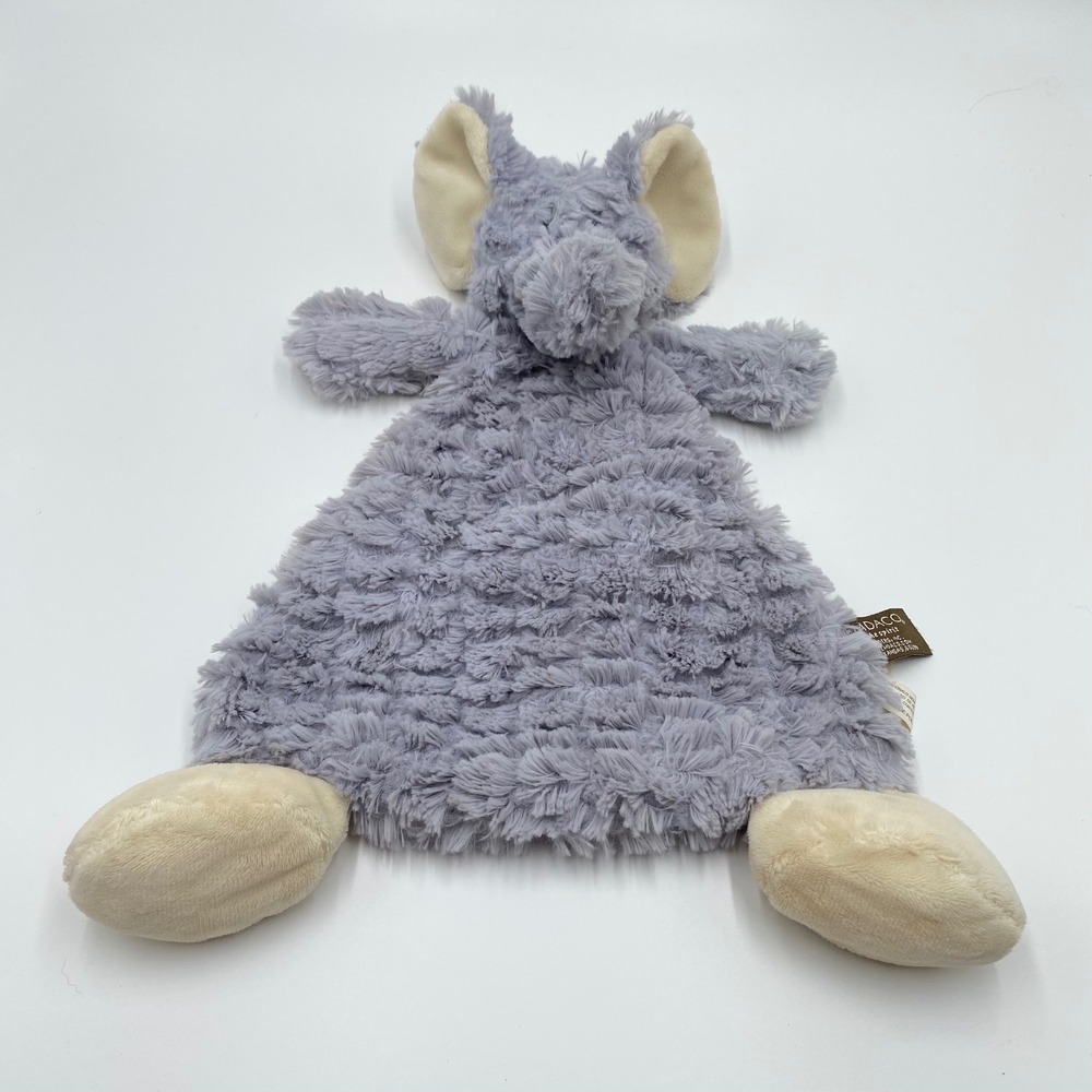 DEMDACO Nat and Jules Gray Elephant Plush Lovey Rattle Security Blanket 14"